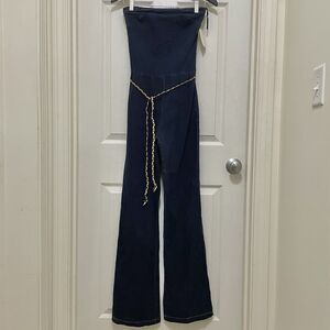 Vintage Dmbm Denim Tube Top Strapless Jumpsuit Flare Leg NWT Y2K Medium USA Made
